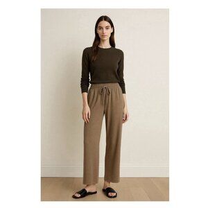 Wilfred Free XS Taupe Knit Wide Leg Pants Lounge Soft Pull On Stretch Minimalist